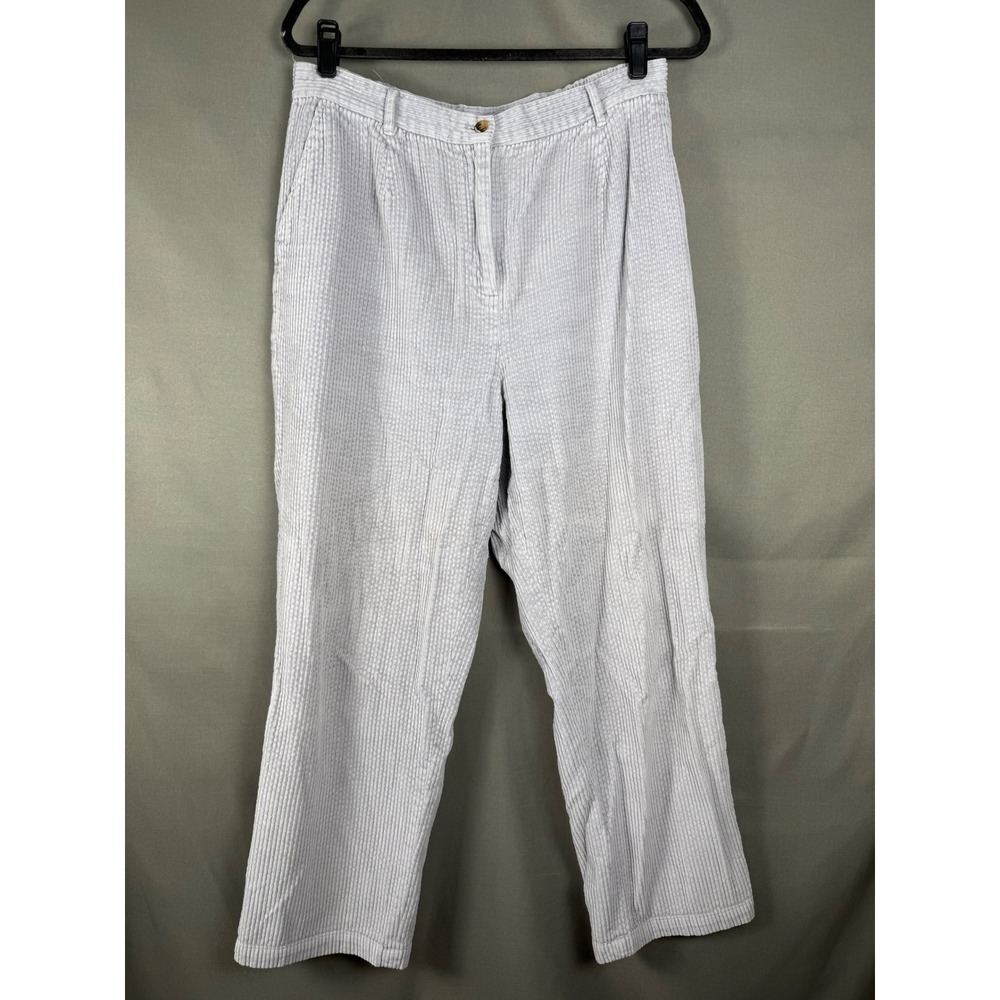 Appleseed's Corduroy Pants Womens 14 GrayHigh Rise Pleated Straight Leg Cotton